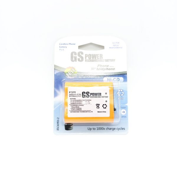 باتری شارژی تلفن (P511) ۳ ۶ ولت ۹۰۰ میلی آمپر GS POWER